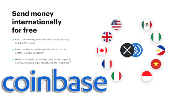 米仮想通貨取引所「Coinbase」、XRPとUSDCを使用して国際送金をサポート！